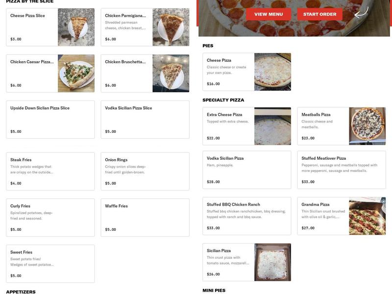 Original Napoli's Pizza Menu