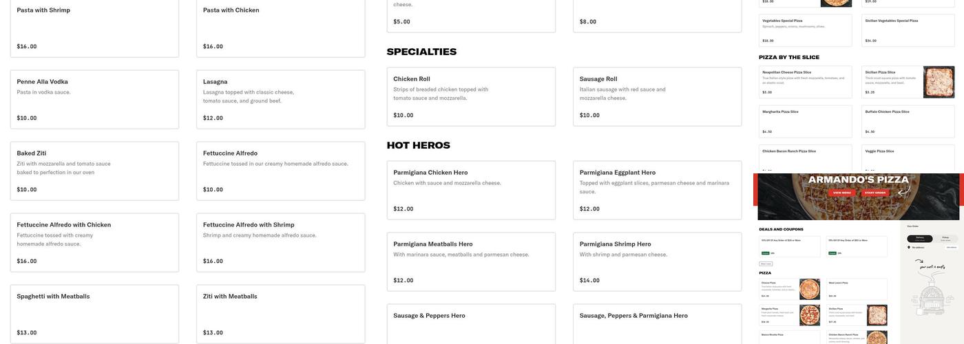 Armandos Pizza Menu