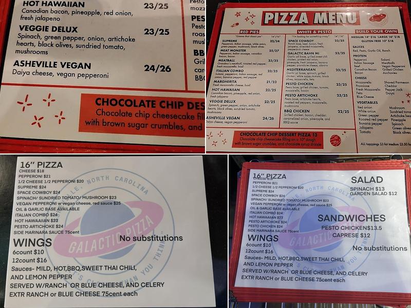 Galactic Pizza Menu