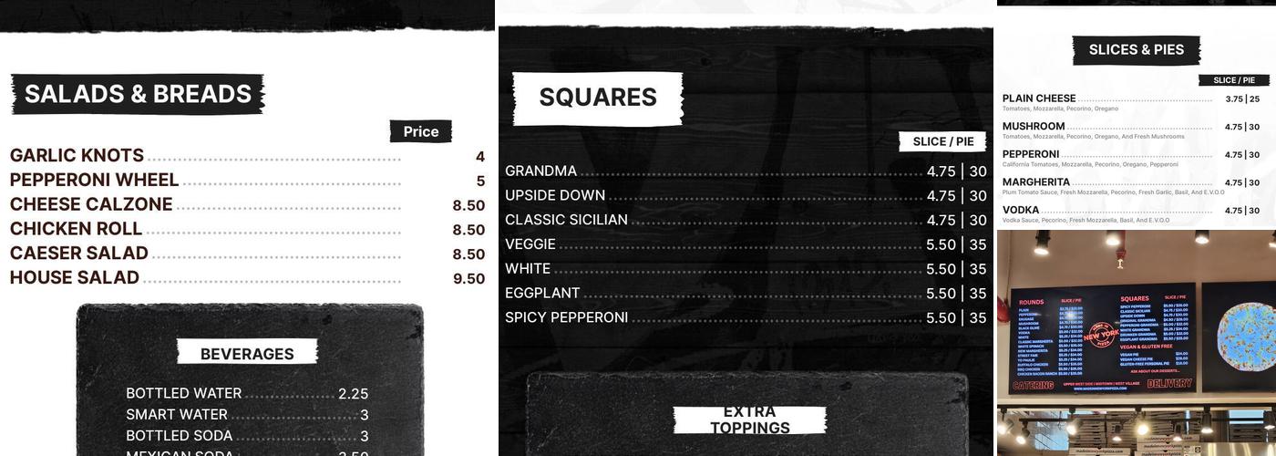 Made in New York Pizza Menu