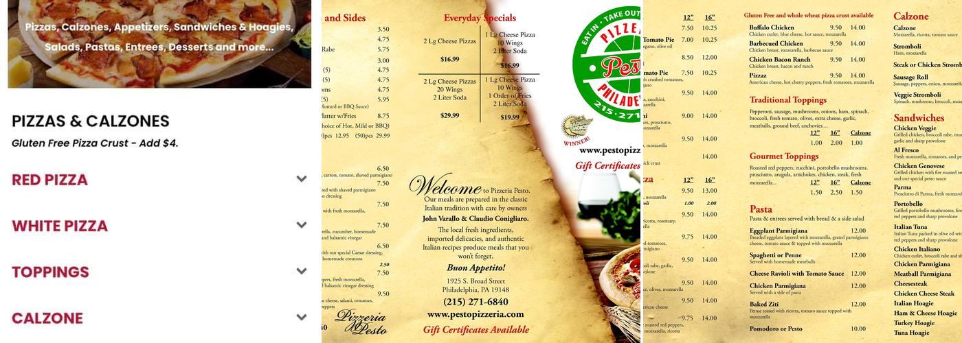Pizzeria Pesto Menu