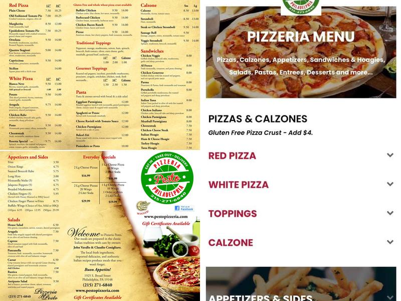 Pizzeria Pesto Menu
