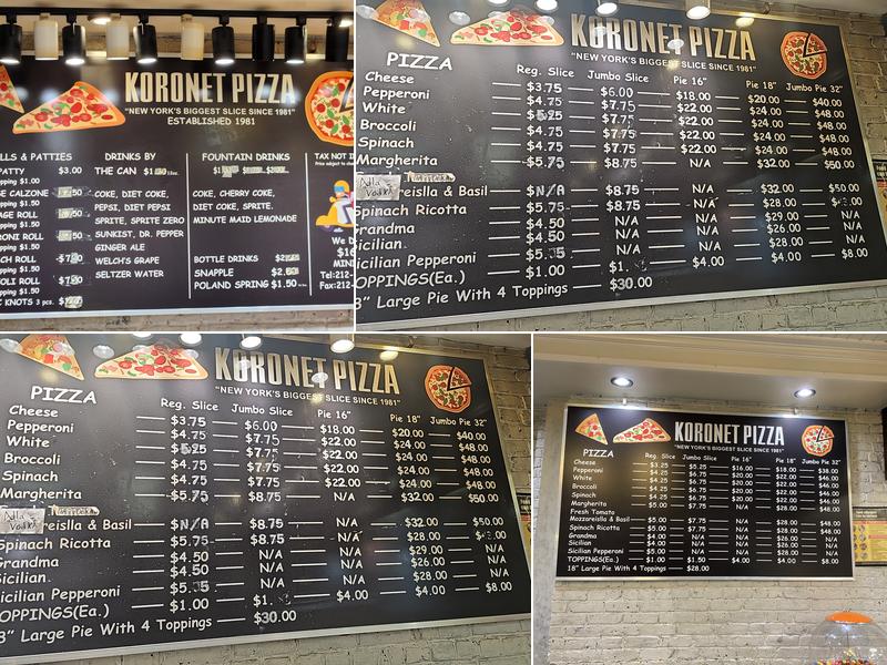 Koronet Pizza Menu