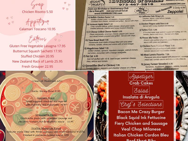 Gian Marco Trattoria Menu