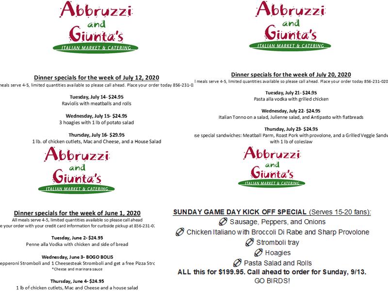 Abbruzzi & Giunta’s Italian Market Menu