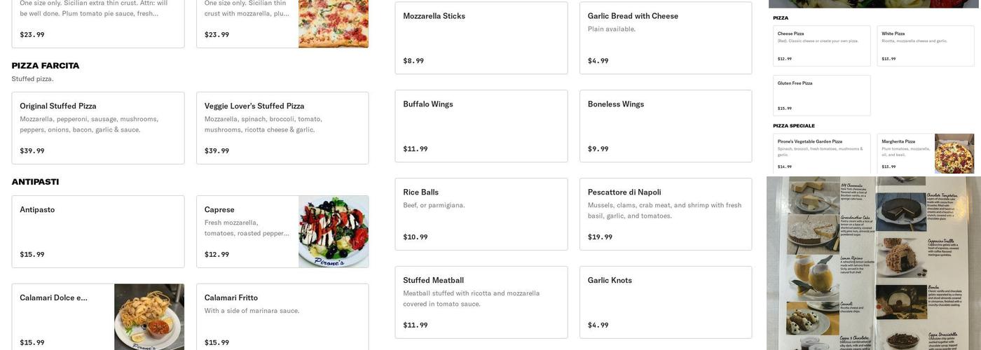 Pirones Restaurant & Catering Menu