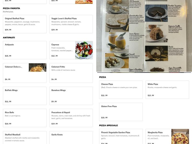 Pirones Restaurant & Catering Menu