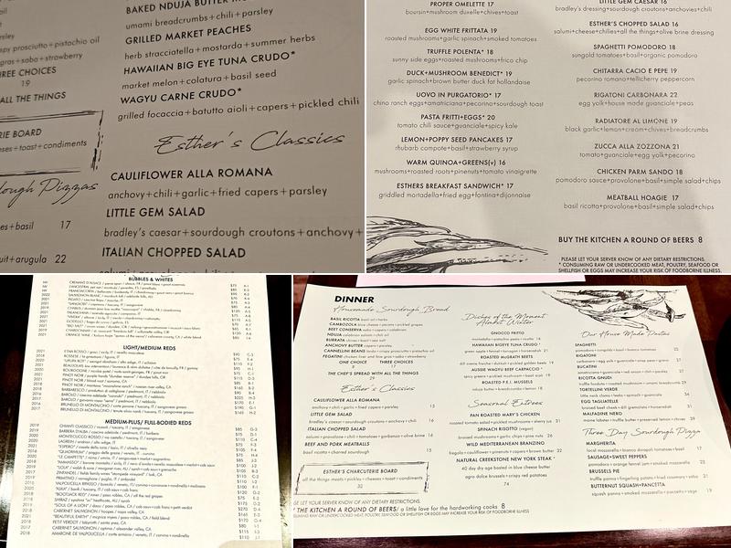 Esther's Kitchen Menu