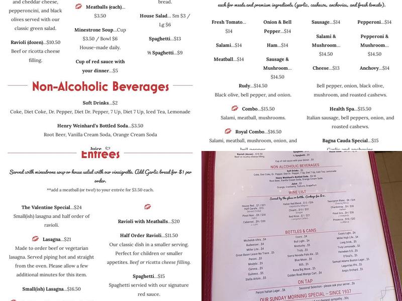 Casale's Halfway Club Menu