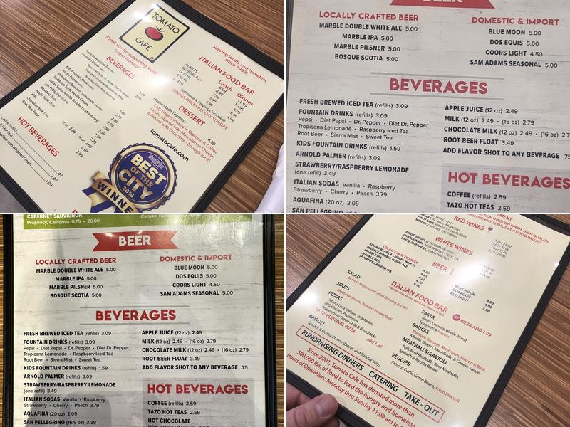 Tomato cafe Menu