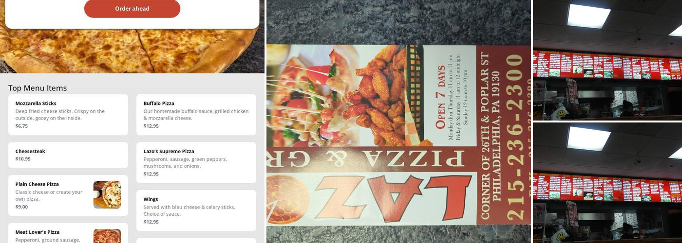 Lazos Pizza & Grill Menu