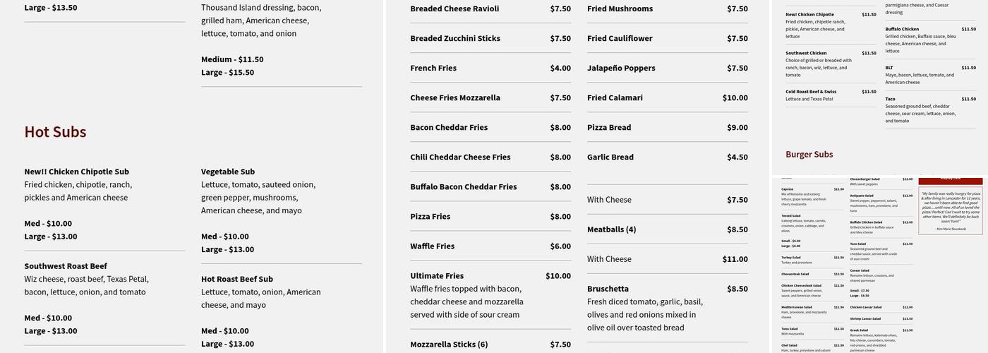 Salt & Pepper Italian Bistro Pizza Menu