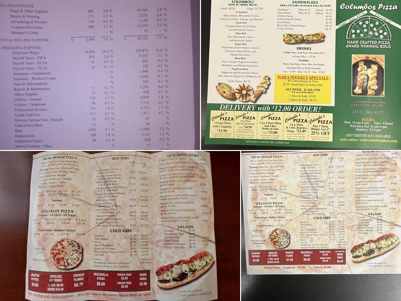Columbo's Pizza Menu