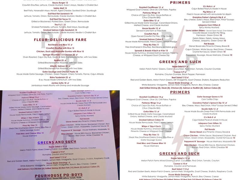 Parkway Pourhouse Menu
