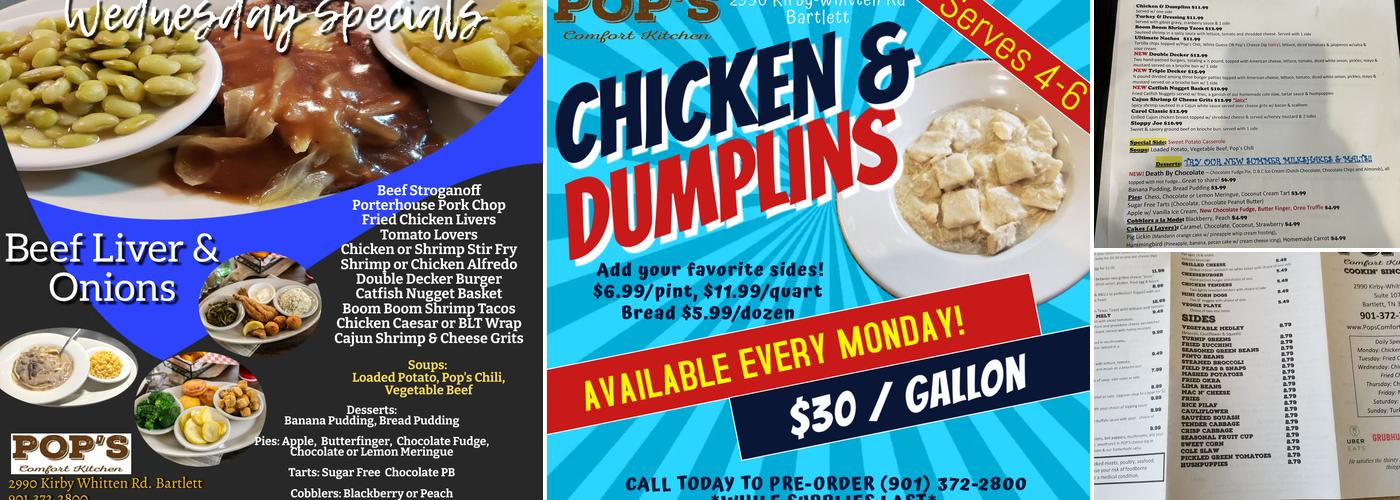 Pop's Comfort Kitchen Menu