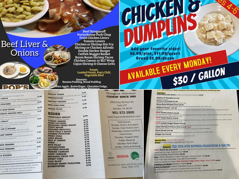 Pop's Comfort Kitchen Menu