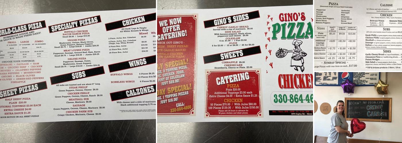 Gino's Pizza Menu