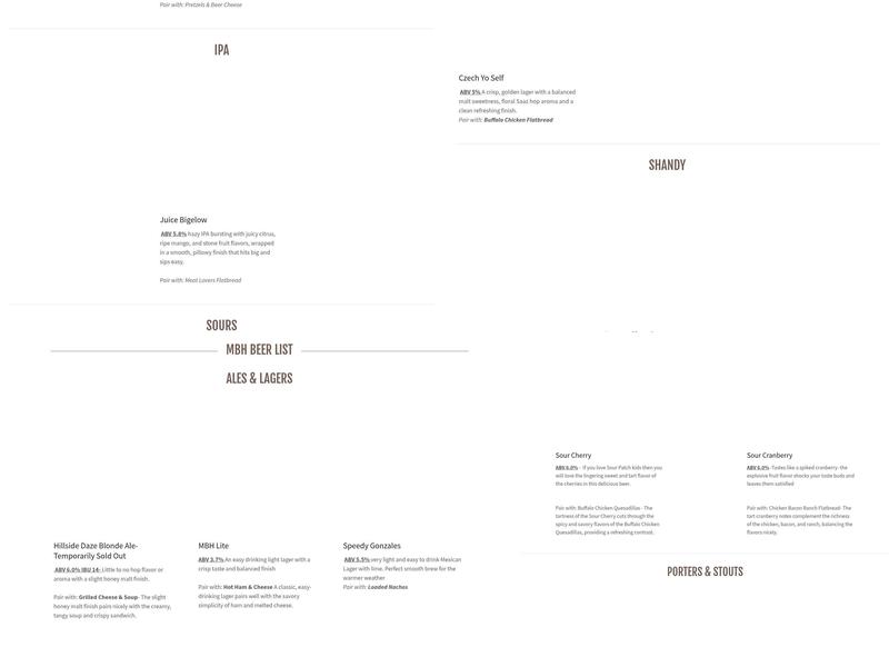 McArthur's Brew House Menu