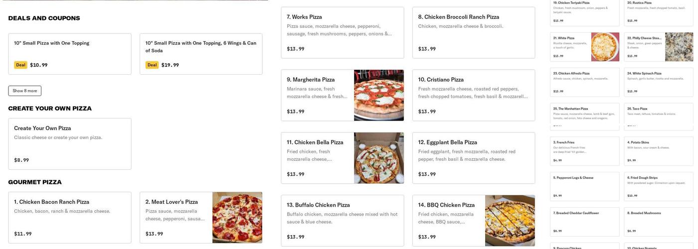 Manhattan Pizza & Wings Menu