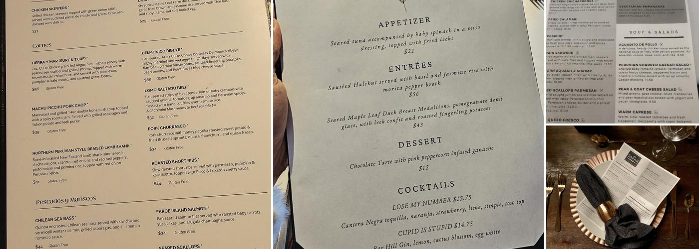 Salar Restaurant and Lounge Menu