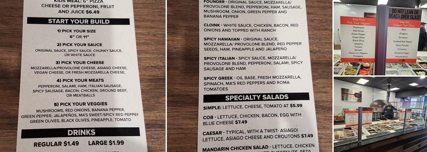Creno's Quickfire Pizza Menu