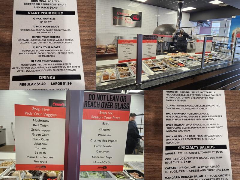Creno's Quickfire Pizza Menu