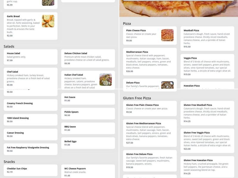 Catanzaro's Pizza & Subs Menu