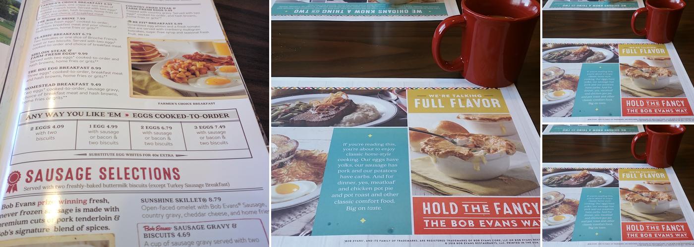 Bob Evans Menu