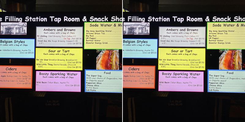 The Filling Station Tap Room Menu