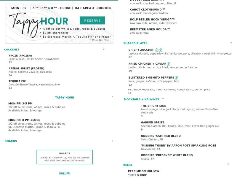 Sixty Vines Menu