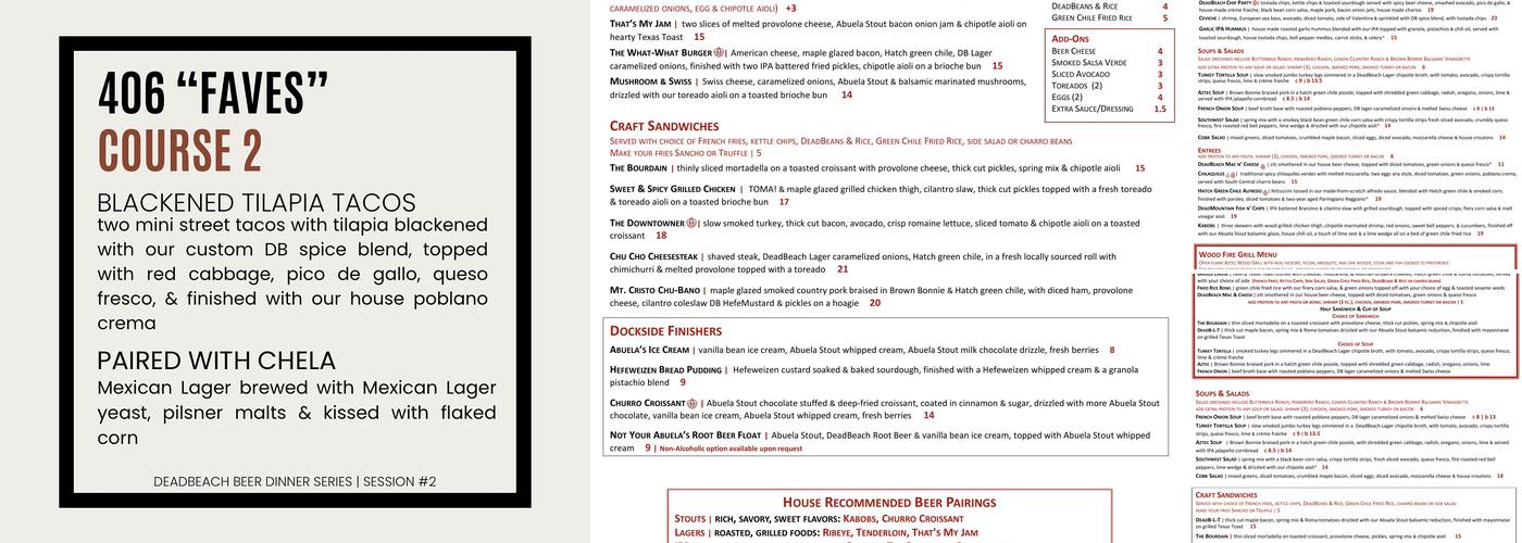 DeadBeach Brewery Menu