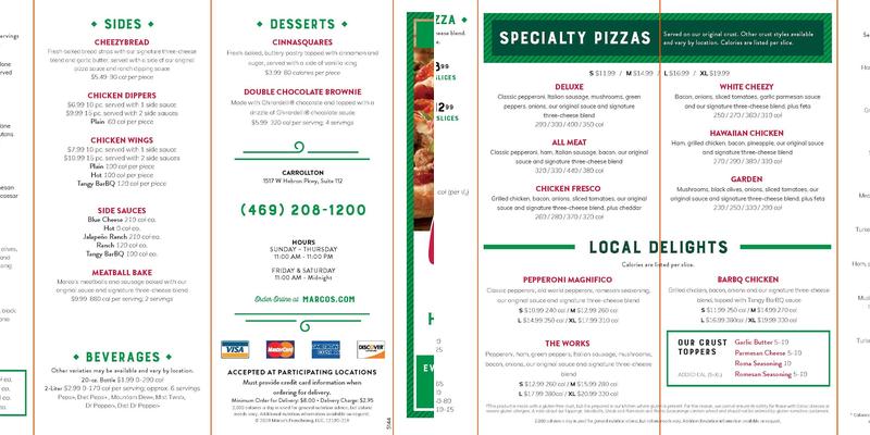 Marco's Pizza Menu