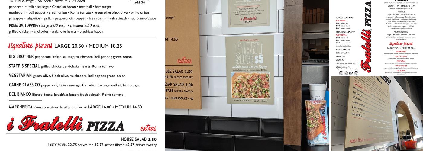 i Fratelli Pizza Frisco Menu