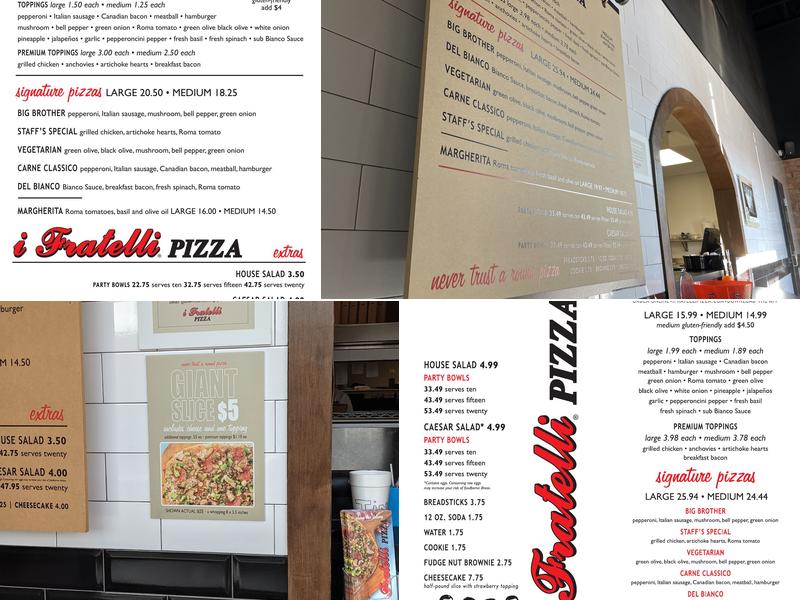 i Fratelli Pizza Frisco Menu
