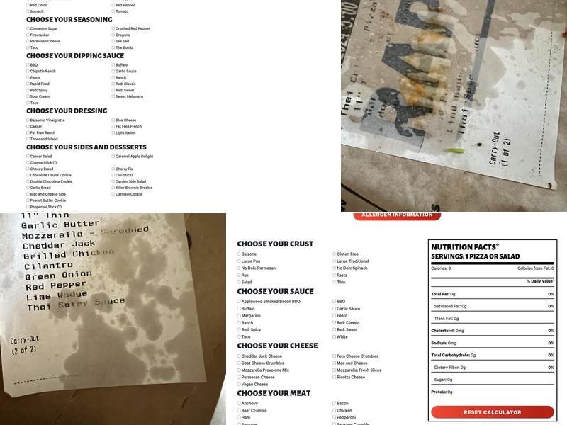 Rapid Fired Pizza Menu