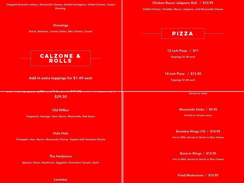Top It Off Pizza Menu
