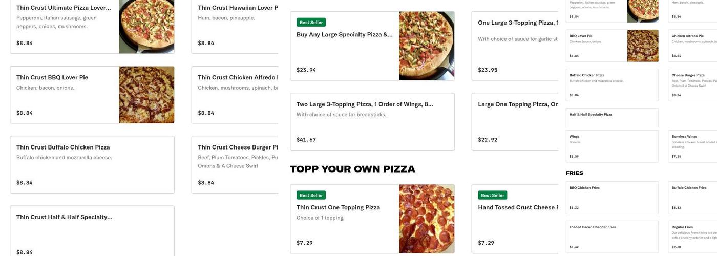 Topp's Pizza Menu