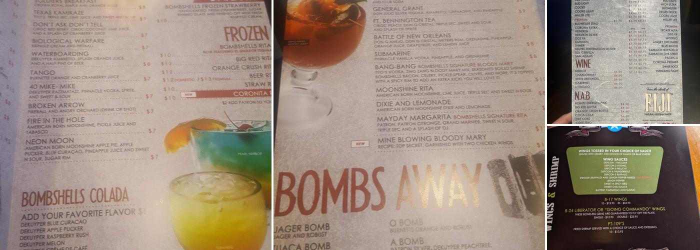Bombshells Menu