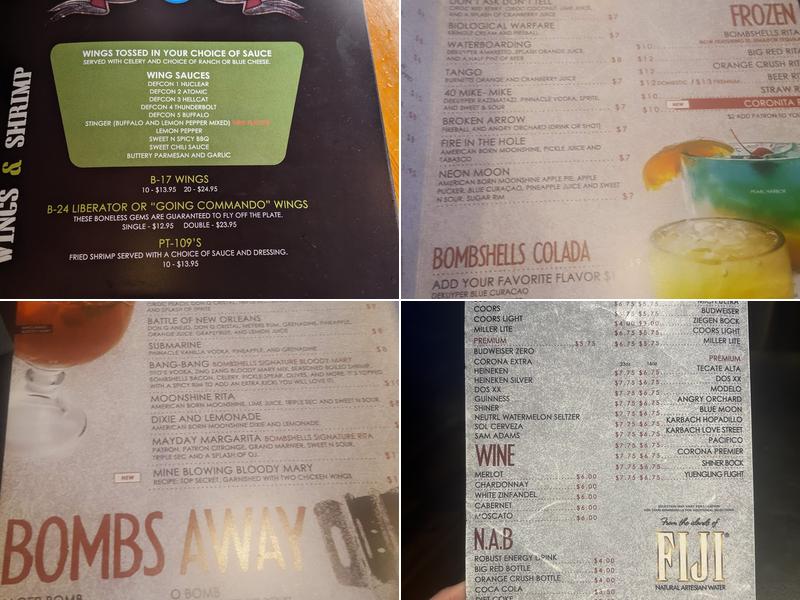 Bombshells Menu