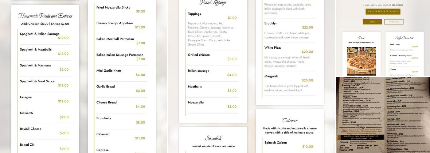 Mo's Italia Express Menu