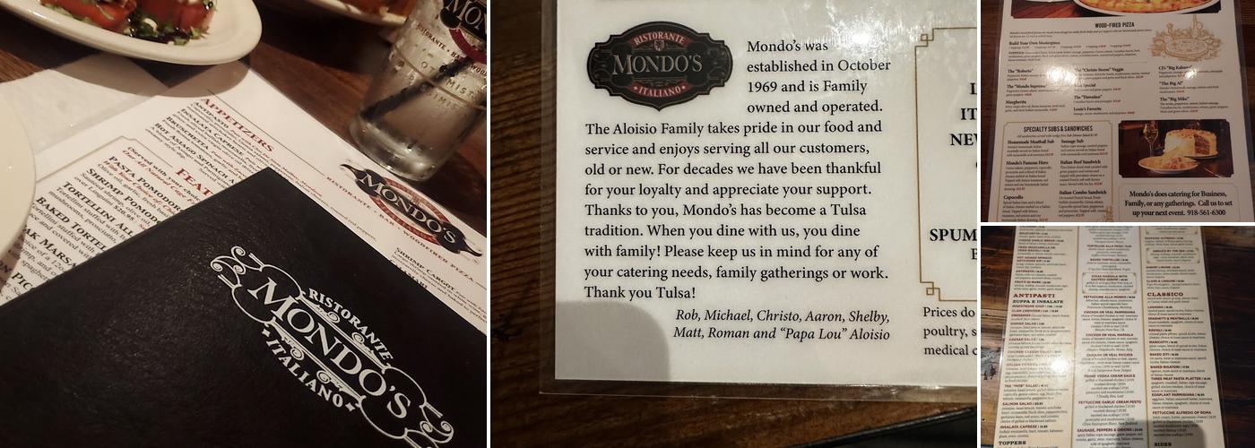 Mondo's Ristorante Italian Menu