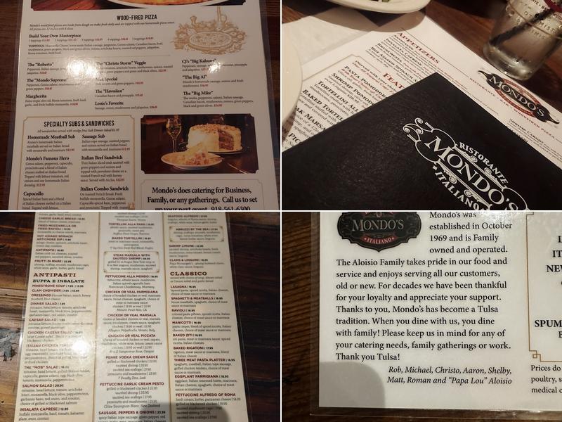 Mondo's Ristorante Italian Menu