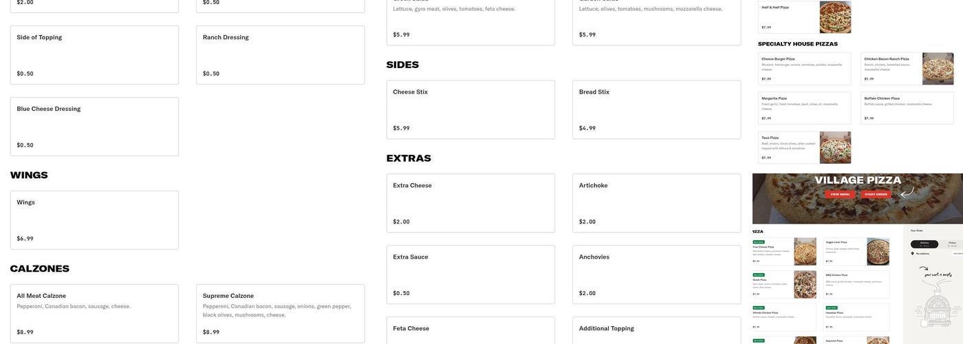 Village Pizza Menu