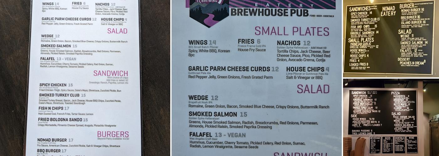Nomad Eatery Menu