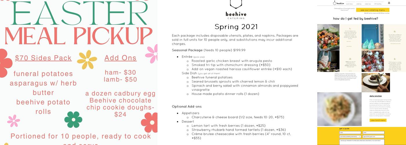 Beehive Catering Menu