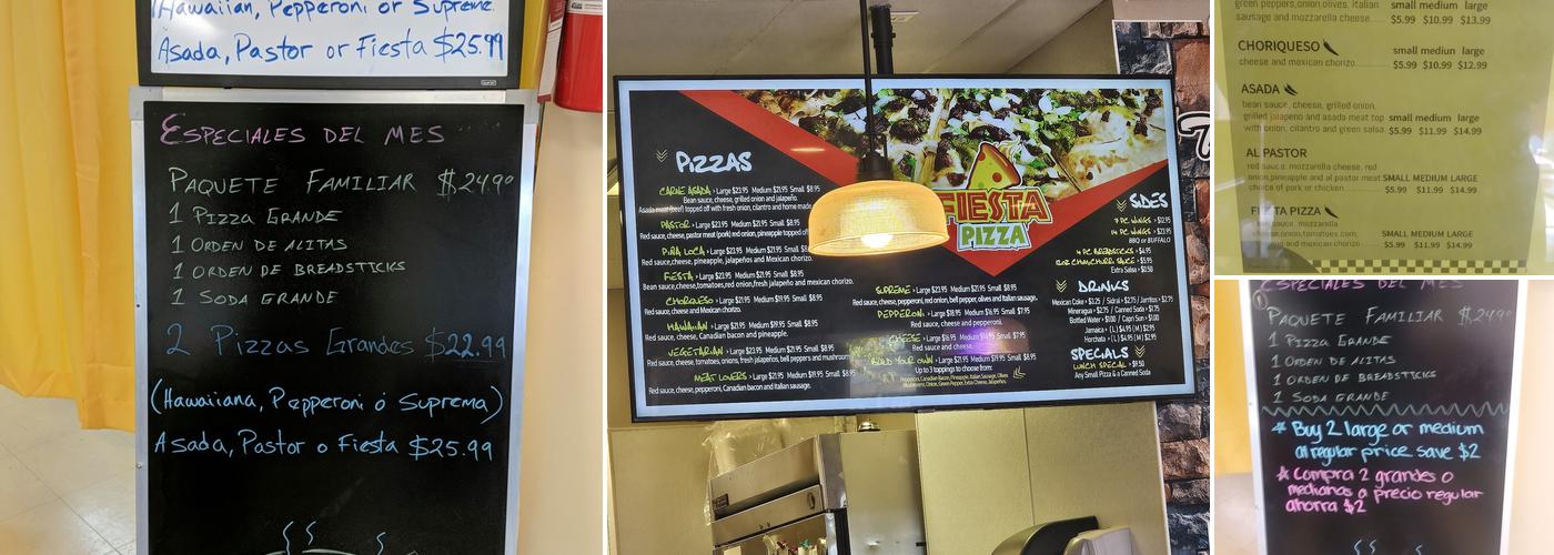 Fiesta Pizza Menu