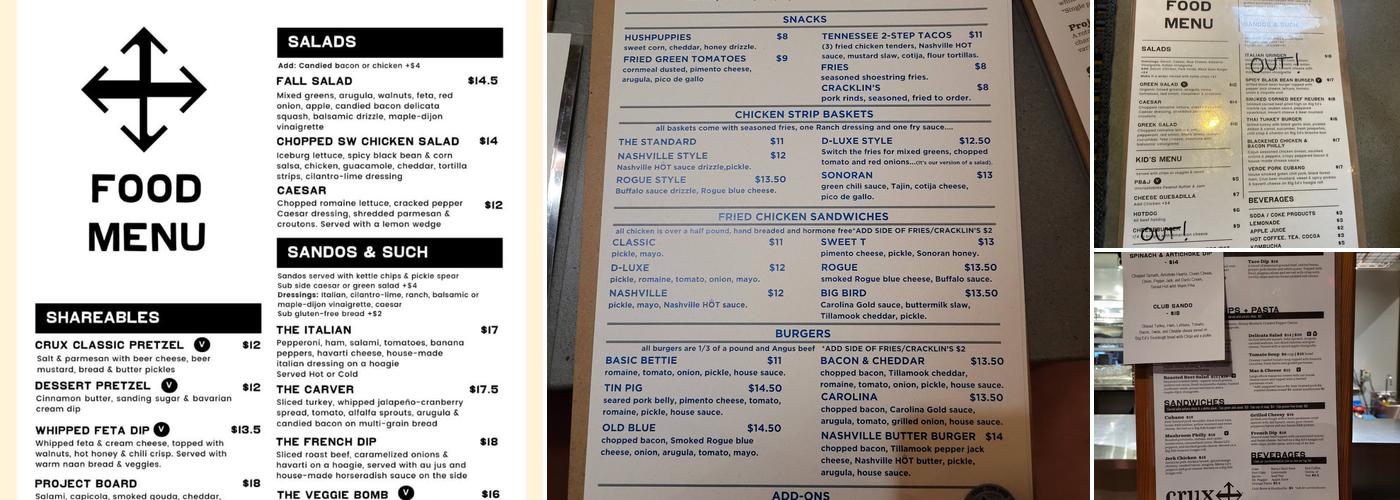 Crux Fermentation Project Menu