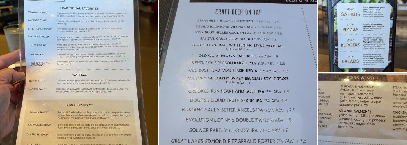 Baker's Crust Artisan Kitchen Menu