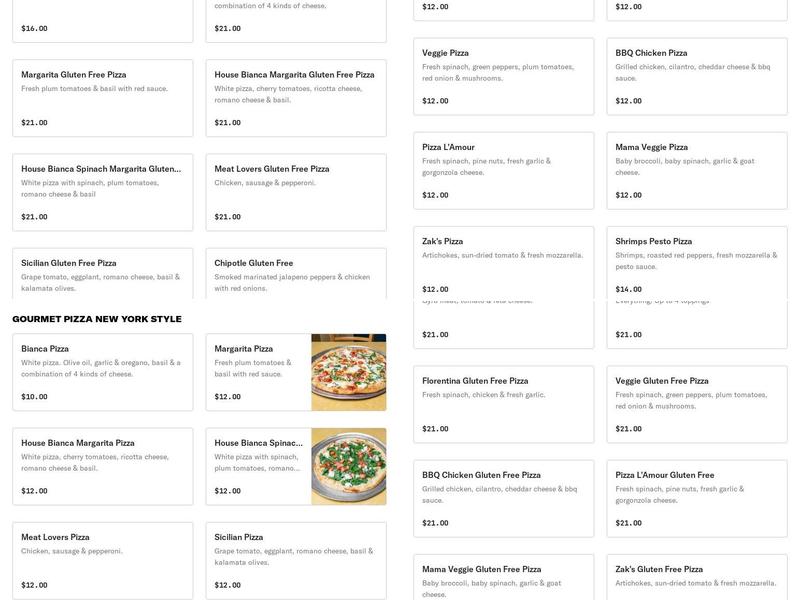 Quattro Formaggi Menu