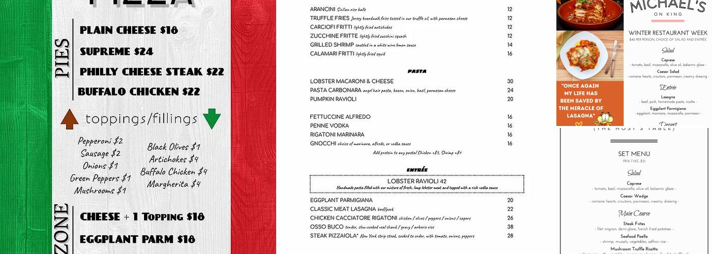 Michael's on King Menu